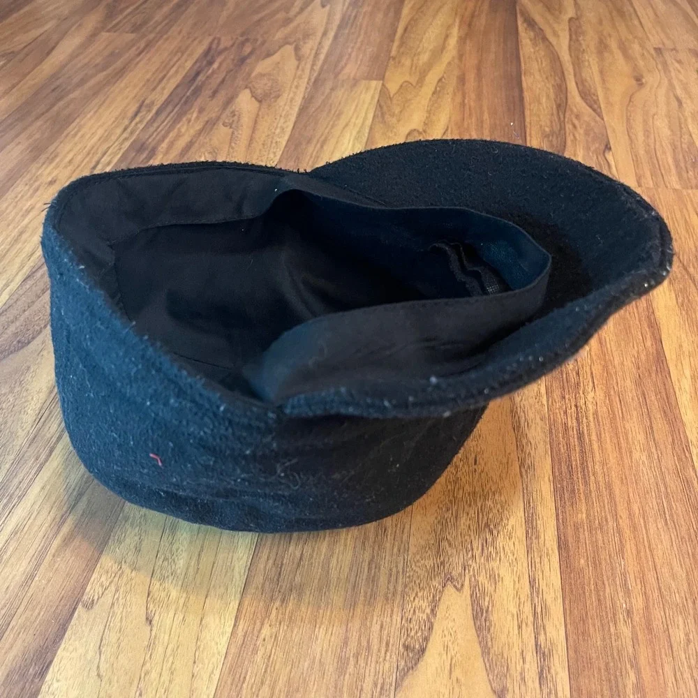 Black Newsboy Cap Hat One Size Wool Blend Baker Boy Cabbie Flat Cap Unisex